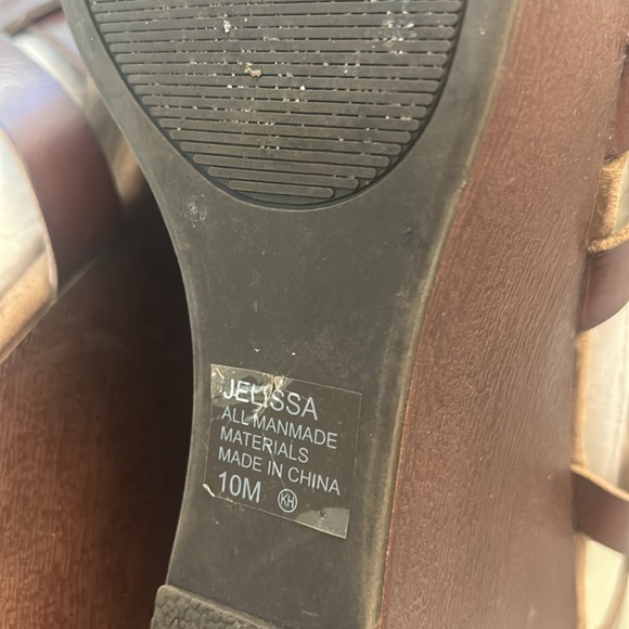 Jelly Pop Jelissa Memory Foam Brown Wood Wedge sz 10 Sandal Slingback Shoe EUC - Picture 17 of 17